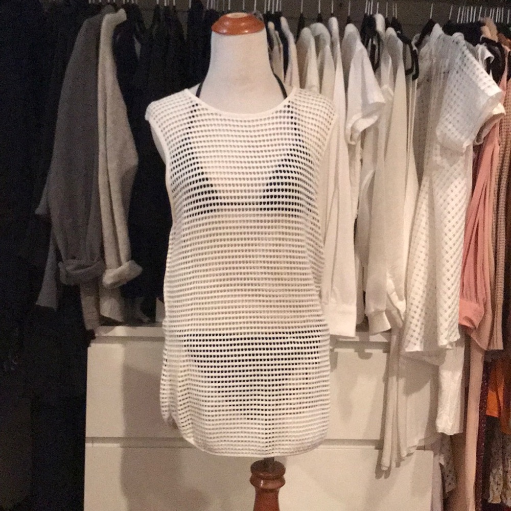 White Mesh Torn by Ronny Kobo Cover-up/Top
